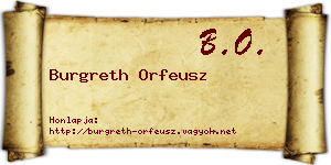 Burgreth Orfeusz névjegykártya